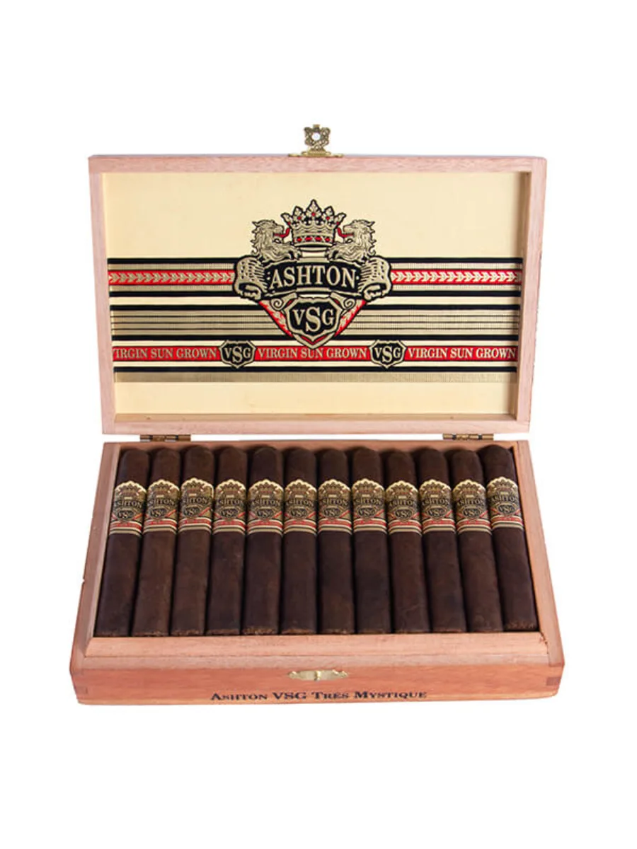 Open box of Ashton VSG cigars